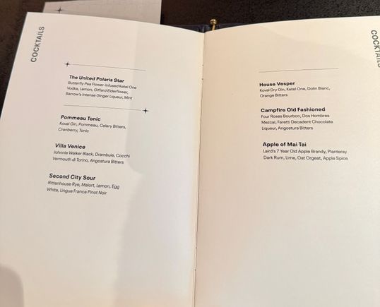 Cocktail menu