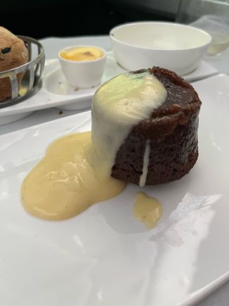 Sticky toffee pudding. 
