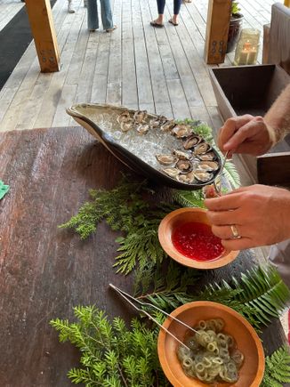 oysters, the rounds are pickled kelp