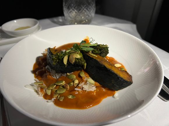 another replacement: vegan Indian style pumpkin with a thick (too condensed) sauce.