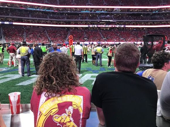 My kids watching the game from the Delta Sky 360 club