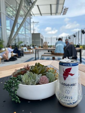 The newly opened Chase Sapphire Terrace lounge in Austin Texas airport. 