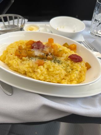 The pumpkin risotto was very nice, with a fairly light flavour but well-cooked. 
