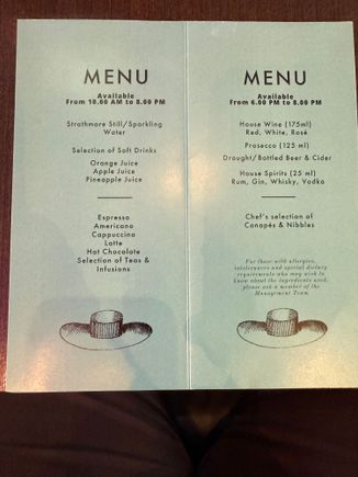 Diamond complimentary items from the bar during the day