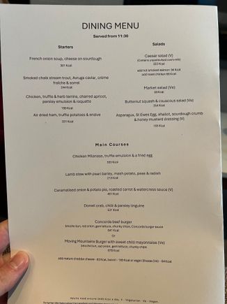 New Dining Menu 5th June