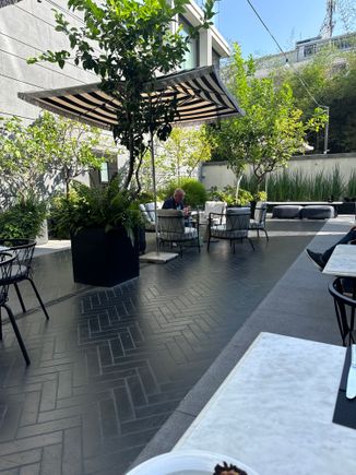 Eating outside is nice