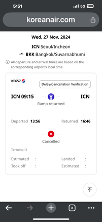 Returned to ramp and canceled