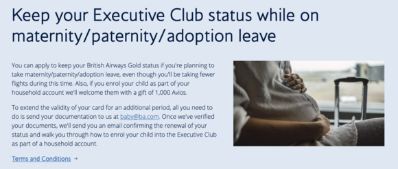 "Keep your Executive Club status while on maternity/paternity/adoption leave"