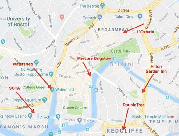Venues Map Downtown Bristol