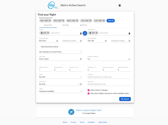 Filled Search Form