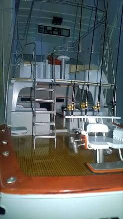 Custom Fishing Boat fabricated for a French Sailor. Details down to the Fishing poles and radar equipment