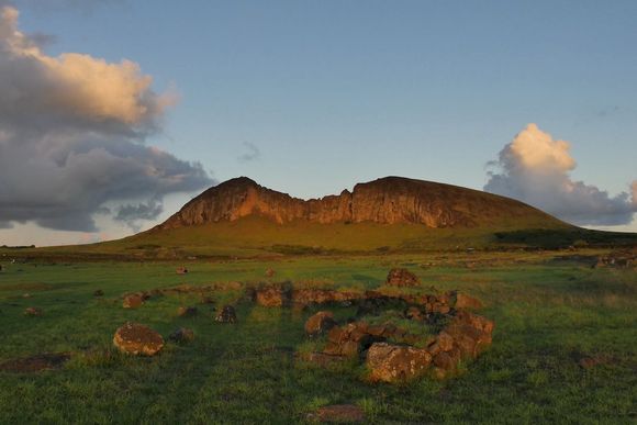  Behind Tongariki; the Volcano Rano Raraku