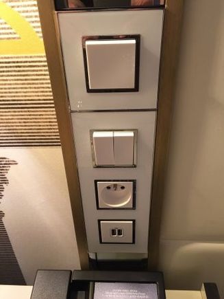 Left and right side of bed - currency and USB sockets, light switches