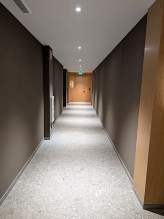 Somewhat oppressive indoor hallways