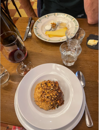 Rice pudding and cheese plate