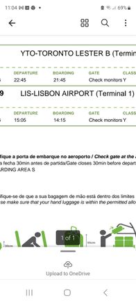 Boarding pass shows Class Y