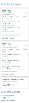 IB A350 MAD-DFW, AA B772 DFW-HNL