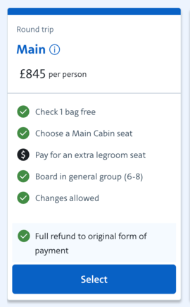 Full refund to original form of payment