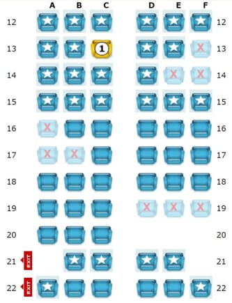 Partial Seat Map for this A321.