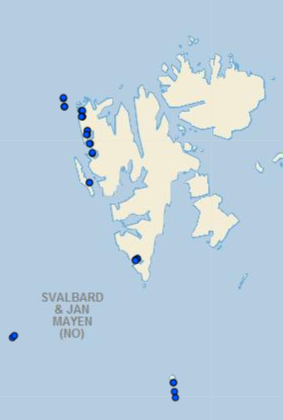 Svalbard tracks, i just turned it on and pinged once at each stop