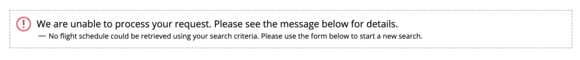 Error message when I try to change my flight on the web site