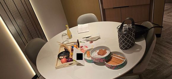 Welcome gift for an Ambassador, a good selection of bakery and sweet items from the shop downstairs