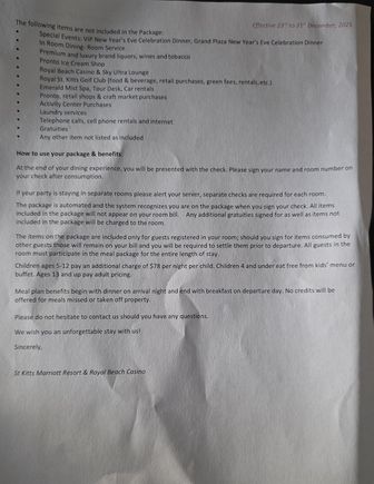 Welcome letter - exclusions