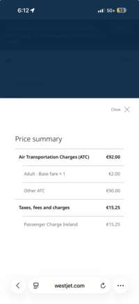 €2 base fare transatlantic 