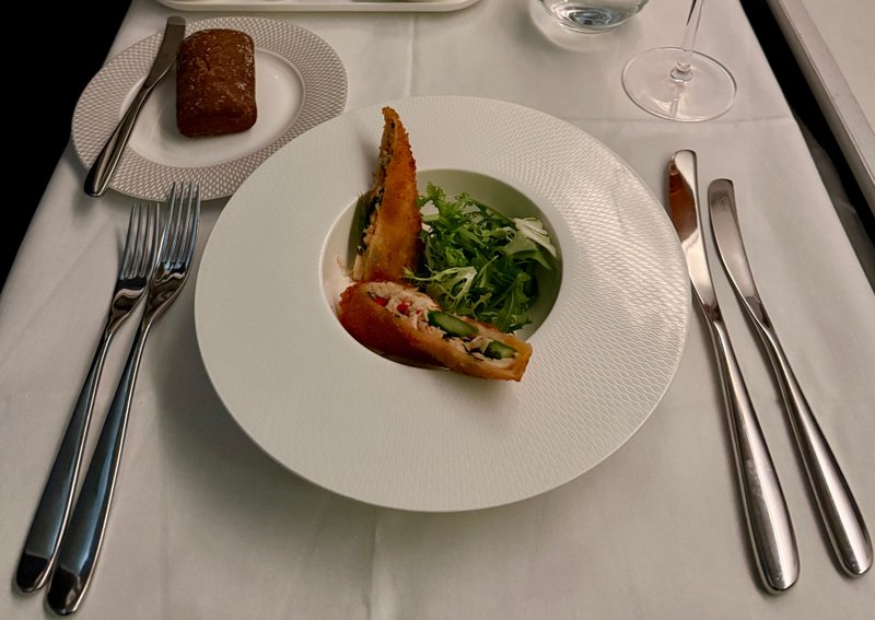 King crab and asparagus spring roll