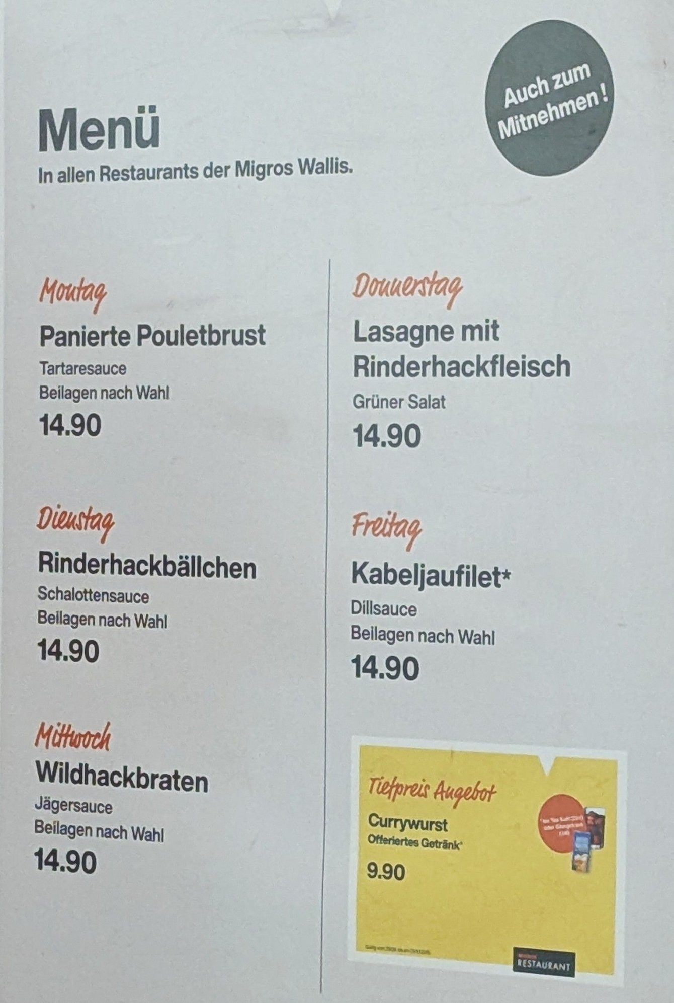 Migros lunch specials