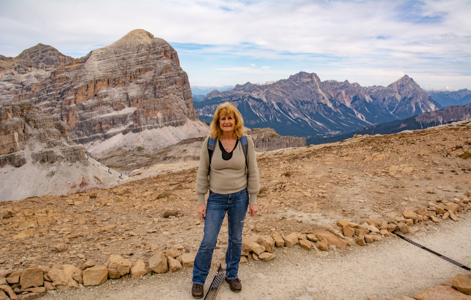 The mountain behind me is Tofane, above Cortina