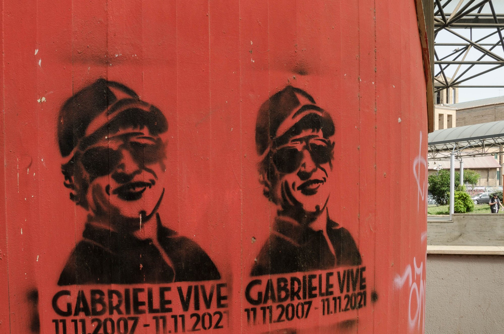 Gabriele was a 26 yr old DJ and Lazio soccer fan whose politics were hard-right. He was accidentally killed several years ago during an off-site soccer riot, when a traffic cop pulled his gun and unintentionally made Gabriele a martyr for the conservative cause.