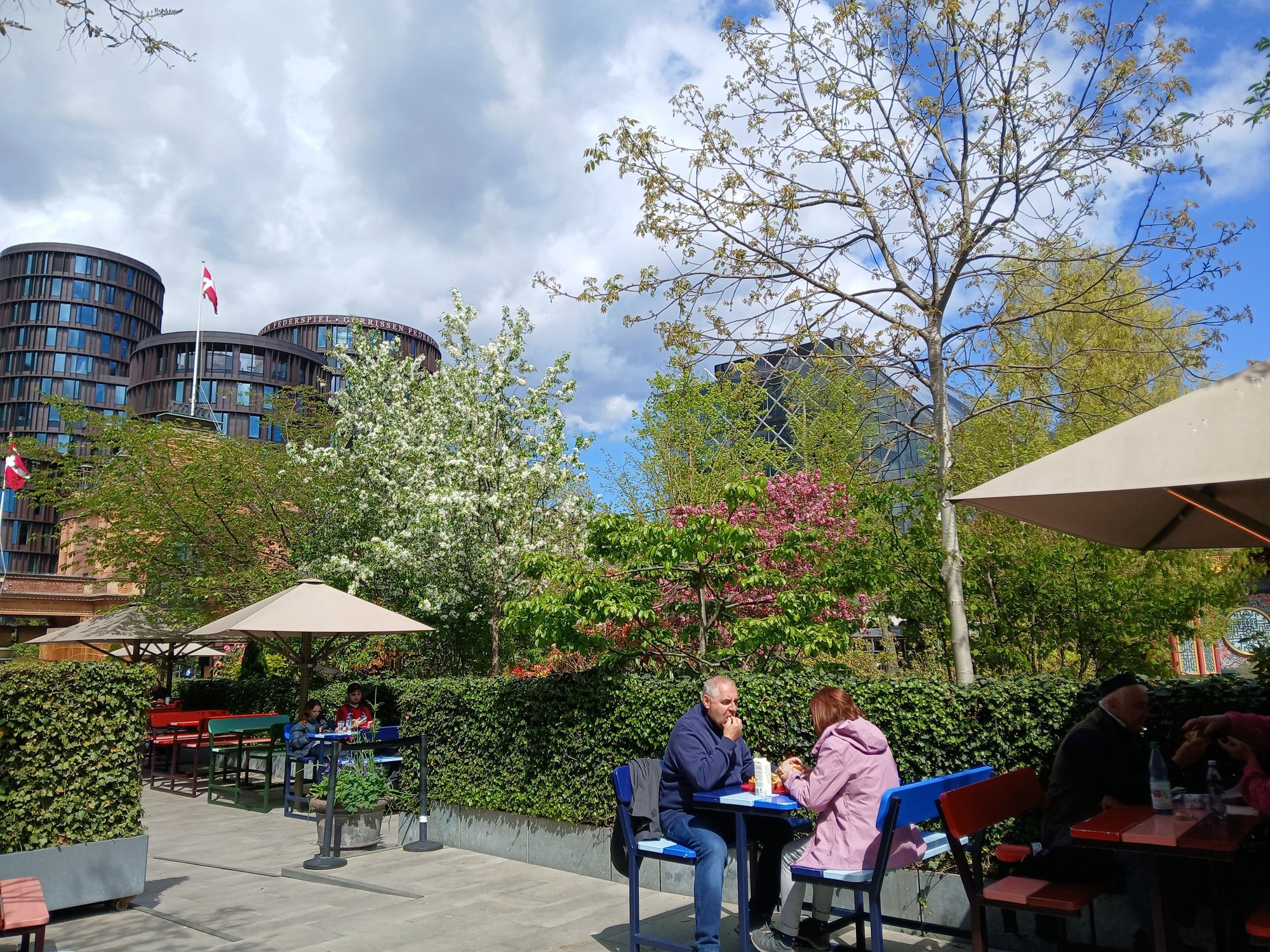 Outdoor seating at Tivoli food court