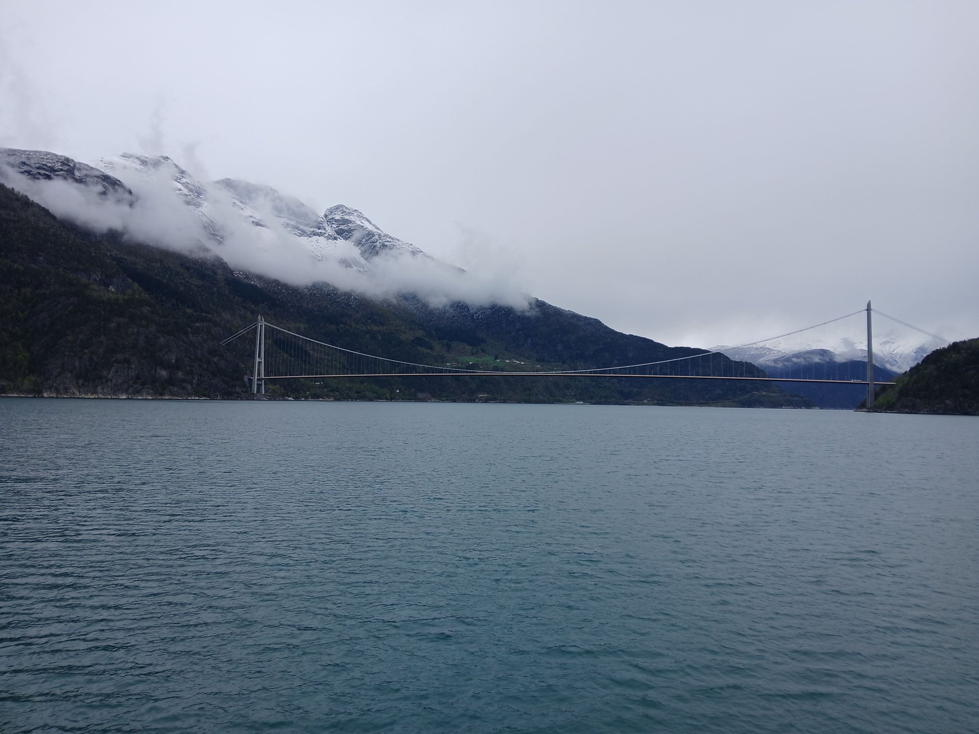 The Hardangerbrua, a suspension bridge across the Eidfjorden branch of the main Hardangerfjord