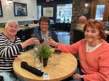 A little wine and an excellent salmon dinner at the Inn with the group