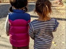 Cousin walks.  They are both two and loads of fun.