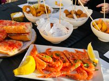 Yay, tapas and Cava. 