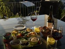 Dinner on the patio at our B&B prepared by one of the owners!