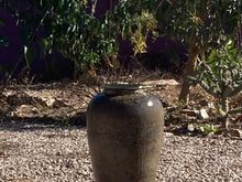 This is the bird bath created from a yard sale find. The birds like to sit and bathe in the bottom. It’s a very subtle sound.