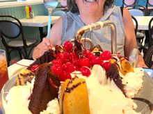 We had this kitchen sink for lunch. Way too much ice cream etc for 3