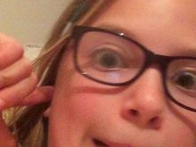 Grandpa showing her something "gross". Mealworm peanut butter bird food. My sweet lil Annie Joy.