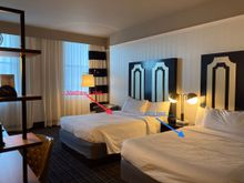 Our spacious hotel room, measuring 350 sq ft 