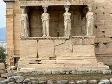 Acropolis- Porch of the Caryatids at the Erechtheion which contains a number of ancient sanctuaries.  It was built from 421 BC to 395 BC