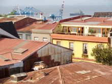 The view of car on roof from our room at Casa Galos