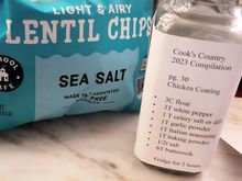 Thought it would be smart to re-use the jar. Oh, lentil chips, not chickpea chips.