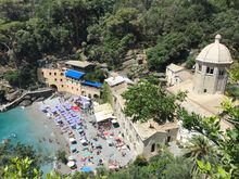 Arriving at San Fruttuoso on trail from Camogli