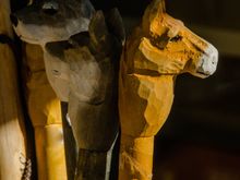 Walking sticks for sale in an area known for its pilgrimages.