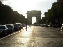Crossing the Champs Elysee late in the day.