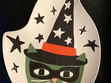 Here’s my $3 Halloween plate from Target. I like it because it’s a witch cat. I dressed as a witch for Halloween many years when I was little and I love cats, so it’s perfect!