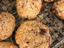 The larger ones are a bit flatter than normal, combination of a very hot and humid day and wetter dough. Still yummy, though!  I allowed us each one today and am freezing the rest for the weekend.  I am definitely making that mincemeat recipe again in November, it is just wildly delicious. 